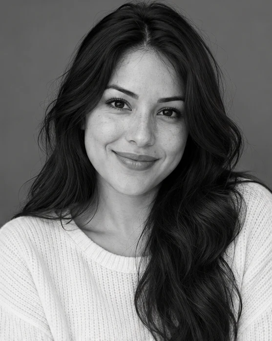 Illustrative monochrome portrait showing a black-and-white finish