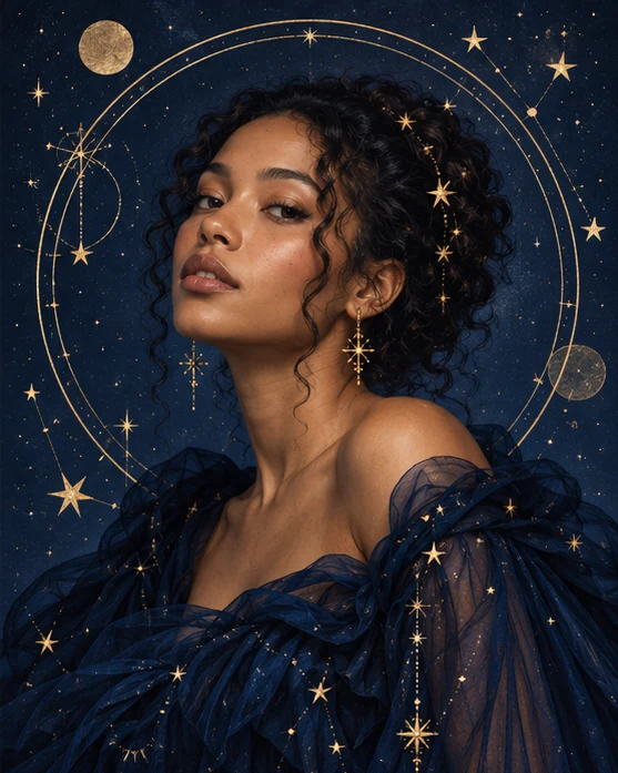 Celestial zodiac illustrative concept