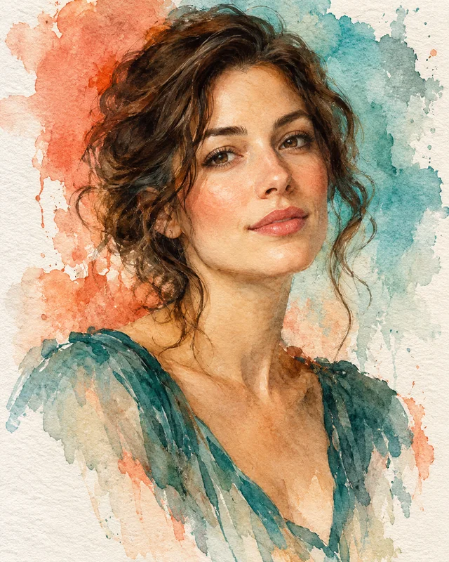 Watercolor portrait illustrative concept