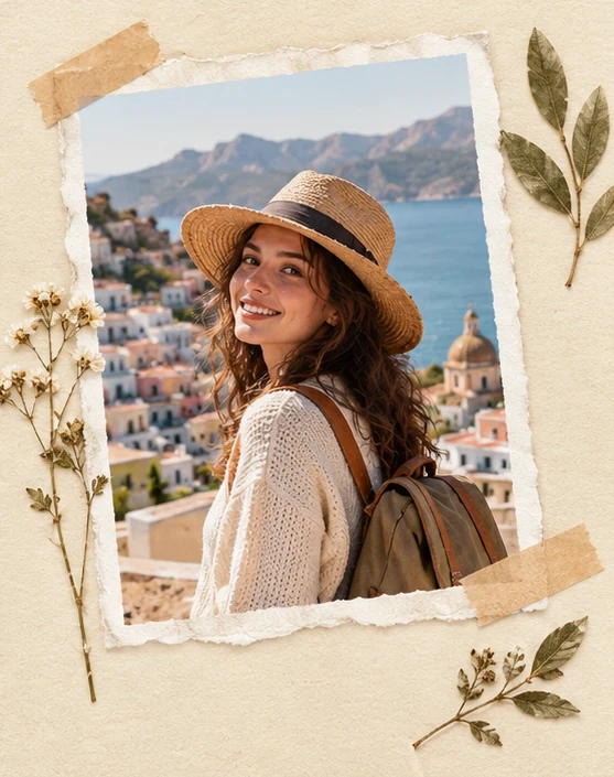 Memory scrapbook illustrative concept